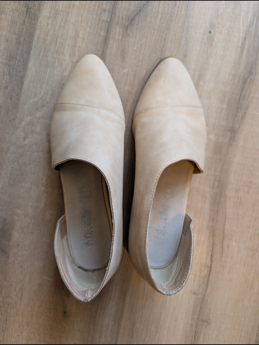 Women's Beige Pointed Toe Slip-On Flats